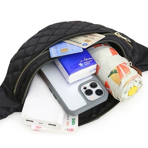 Plaid designed, solid grey, waterproof fanny pack bag or purse. - Picture 2 of 4